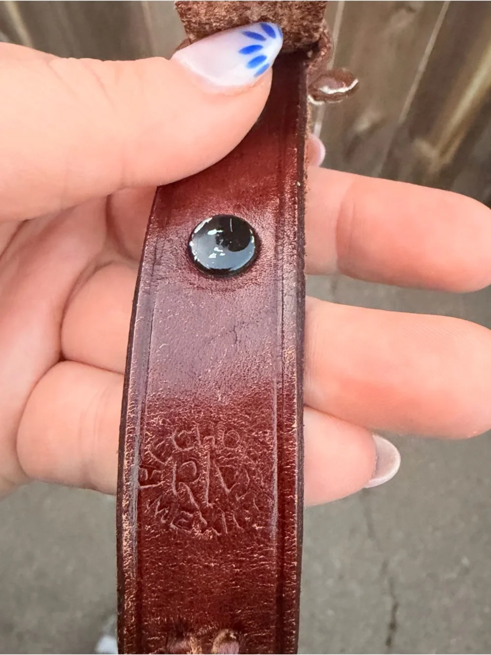 Vintage Tooled Brown Leather Belt with Decorative Stitching Size 38